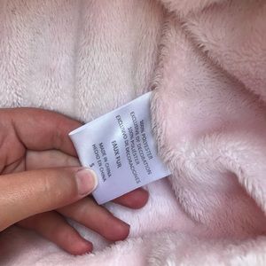 American widgeon faux fur pink white stripe coat